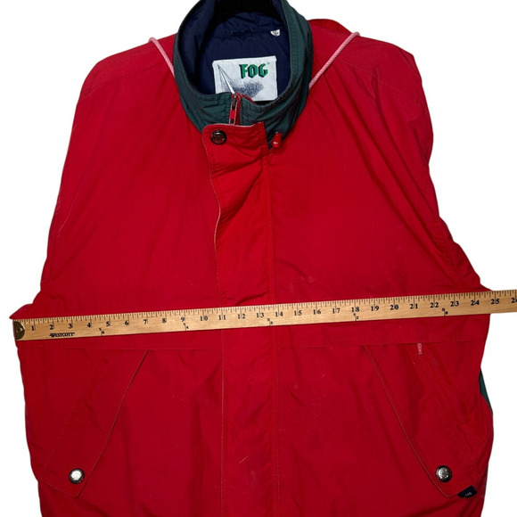 Vintage 90's London Fog Men's L Nautical Jacket Hood Sailing Windbreaker Red - Picture 7 of 10